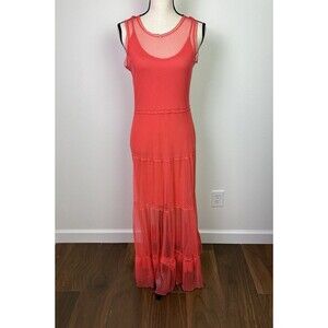 Guess Women's Vintage Poppy Sleeveless Lace Tiered Dress Sheer Fairycore Medium